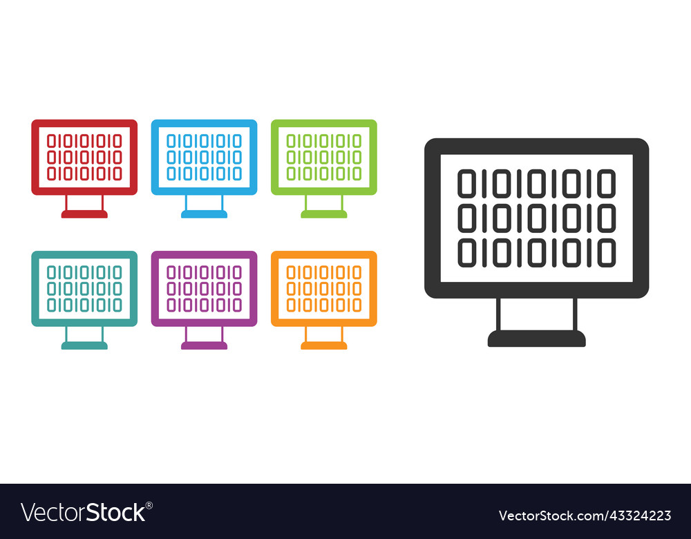 Black binary code icon isolated on white Vector Image