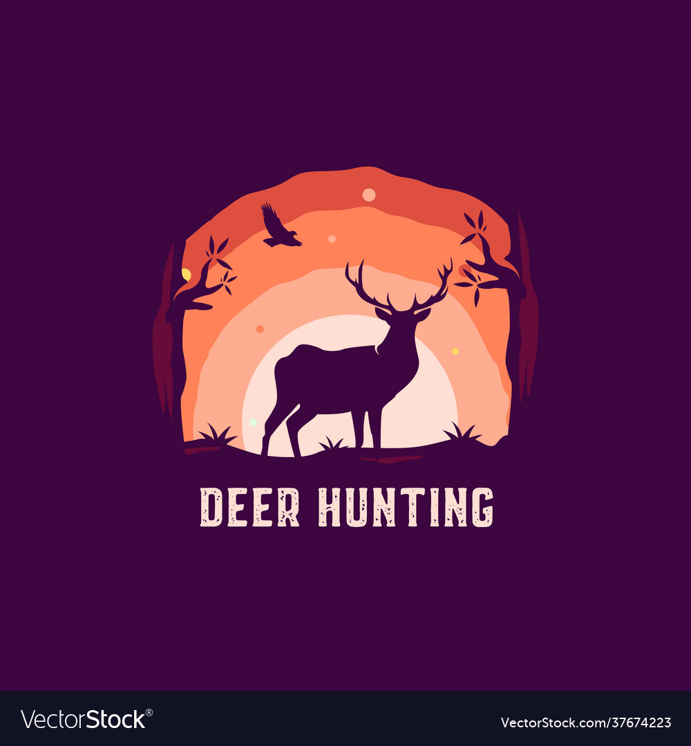 Deer hunting silhouette logo Royalty Free Vector Image