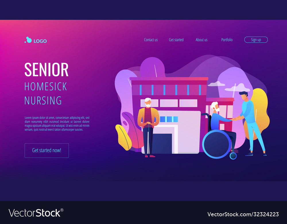 Elderly care concept landing page