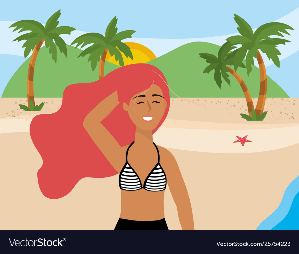 Girl with summer swimwear design