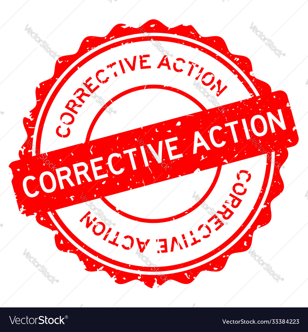 Grunge red corrective action word round rubber Vector Image