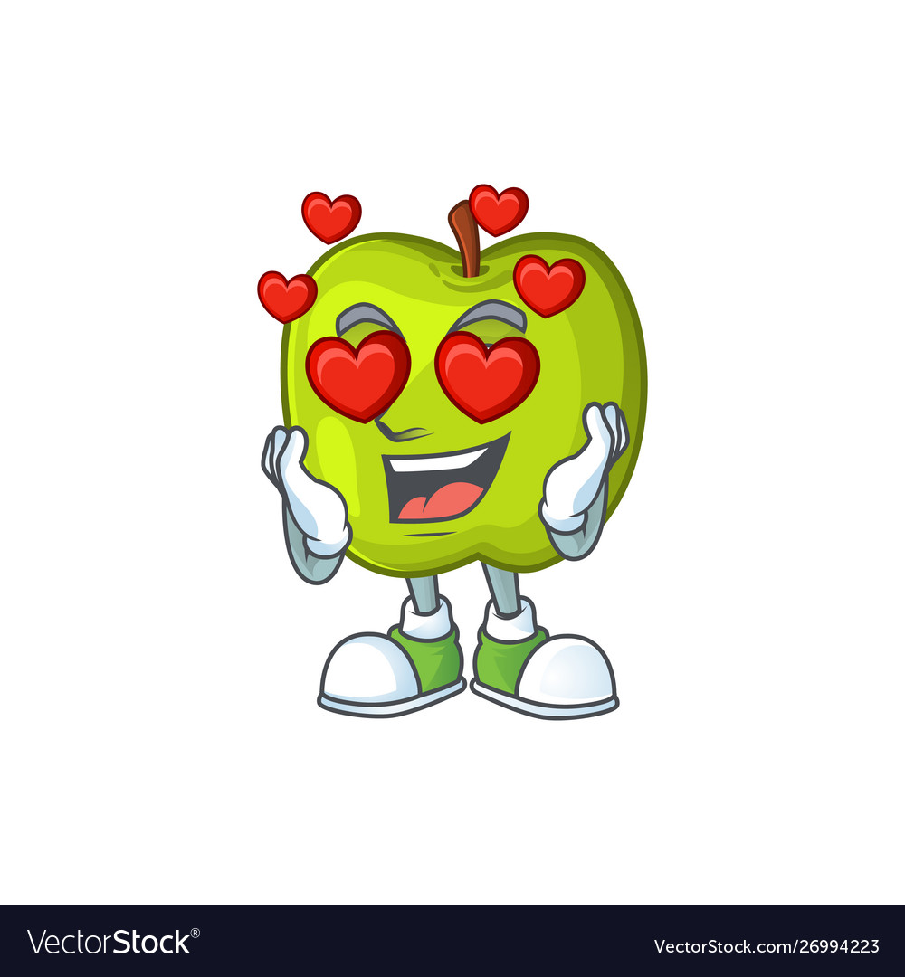 In love granny smith green apple cartoon mascot Vector Image In love granny smith green apple cartoon mascot Vector Image