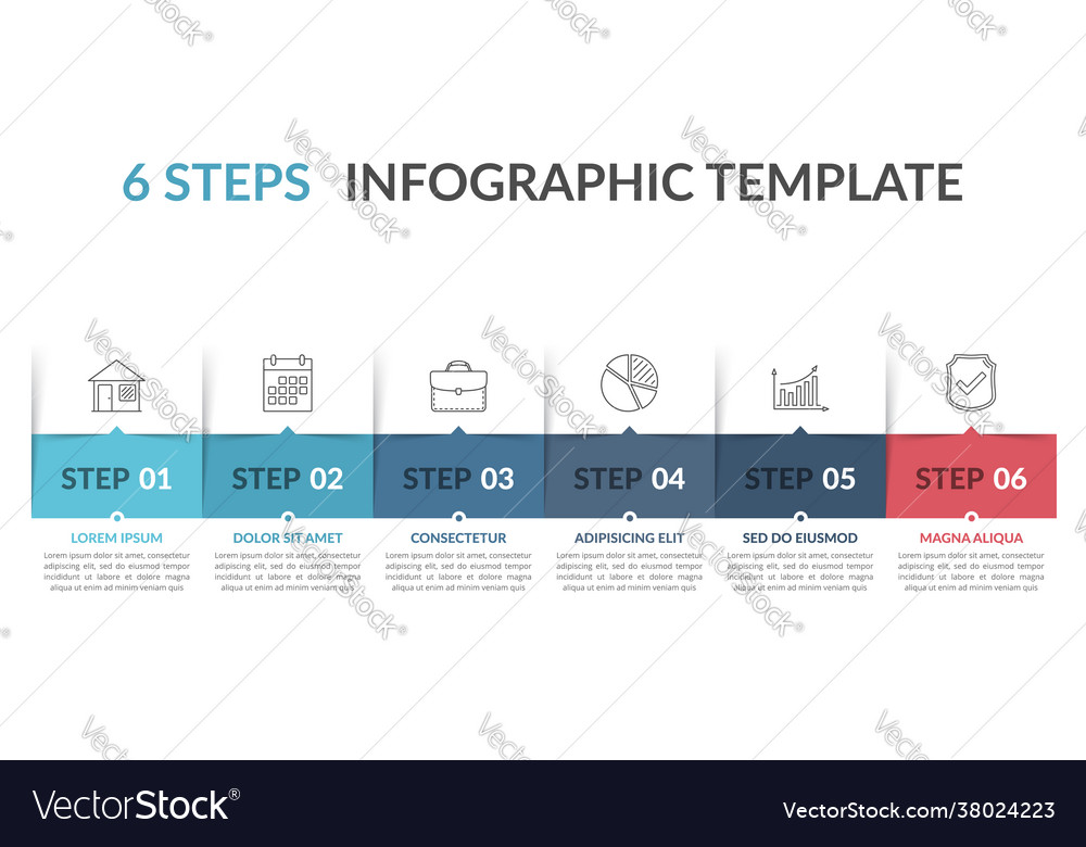 Infographic template with 6 steps Royalty Free Vector Image