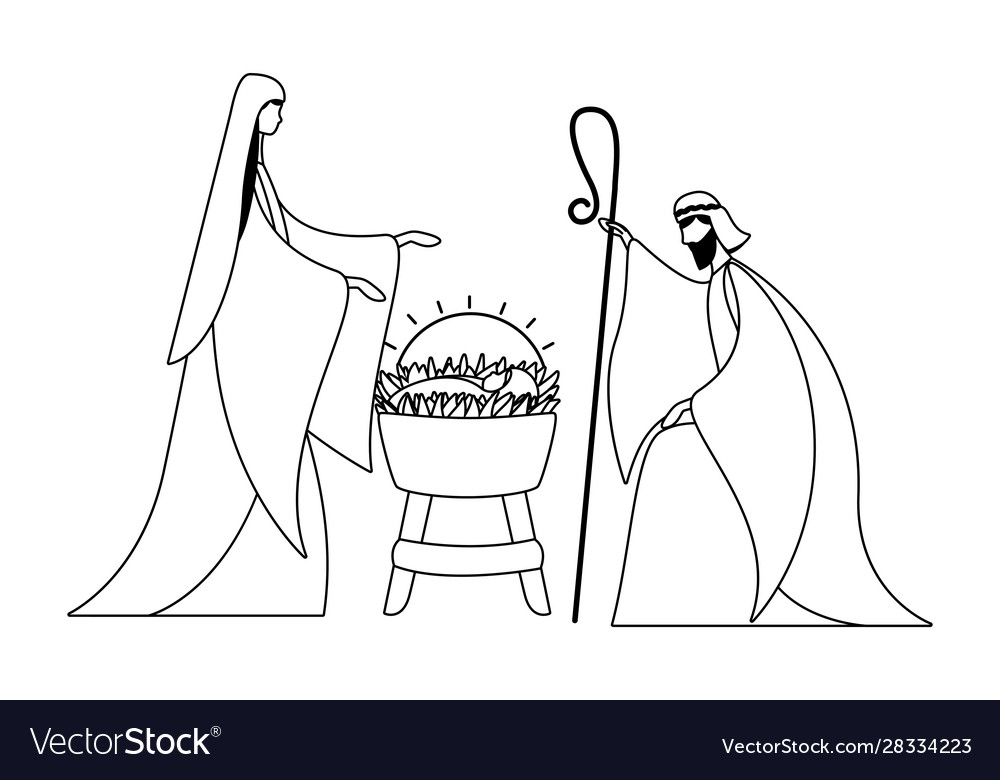 Virgin mary joseph and baby jesus design Vector Image