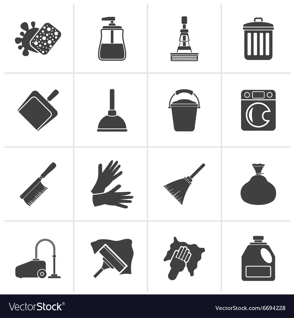 Black cleaning and hygiene icons