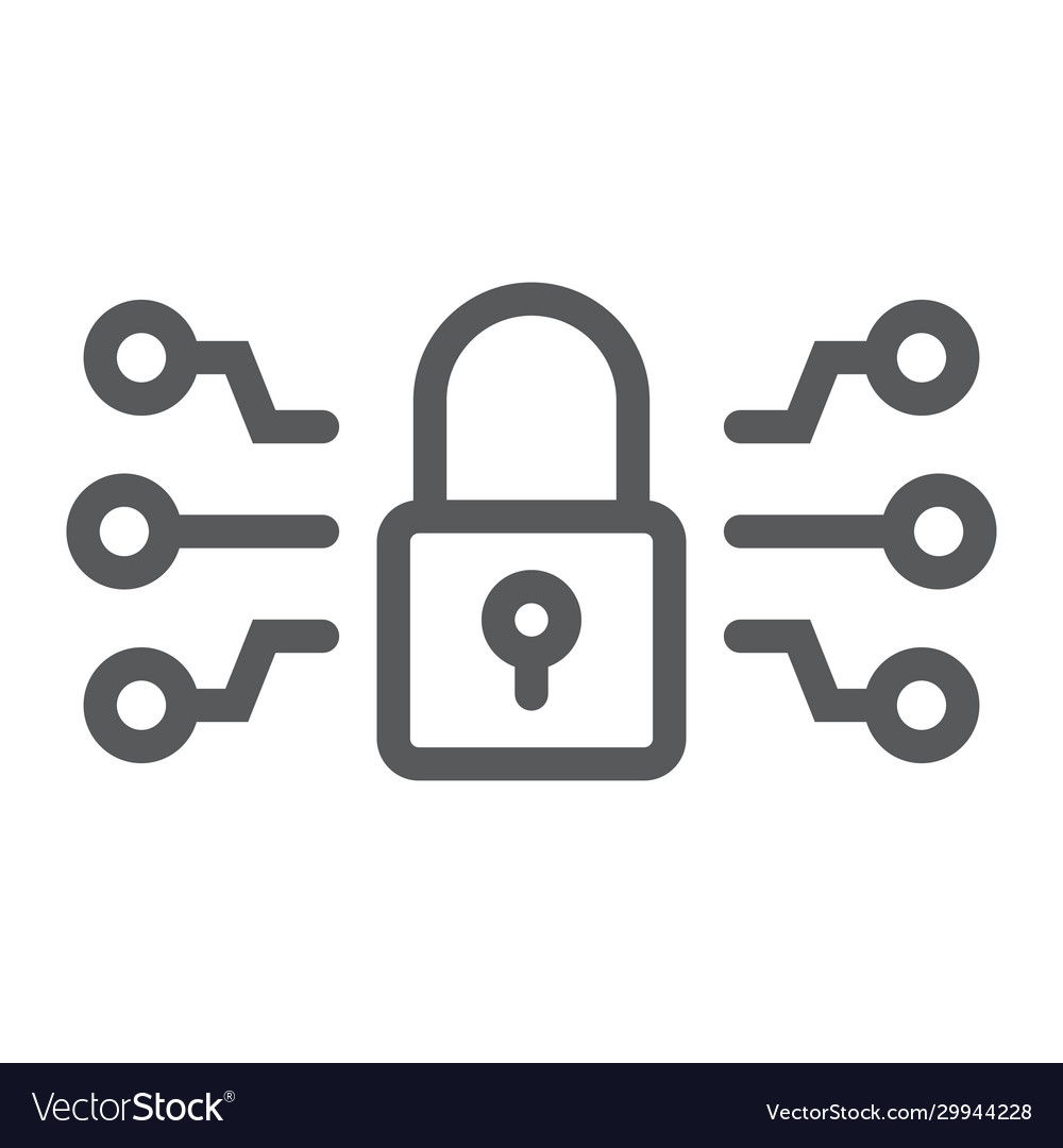 Cyber Security Line Icon Technologie