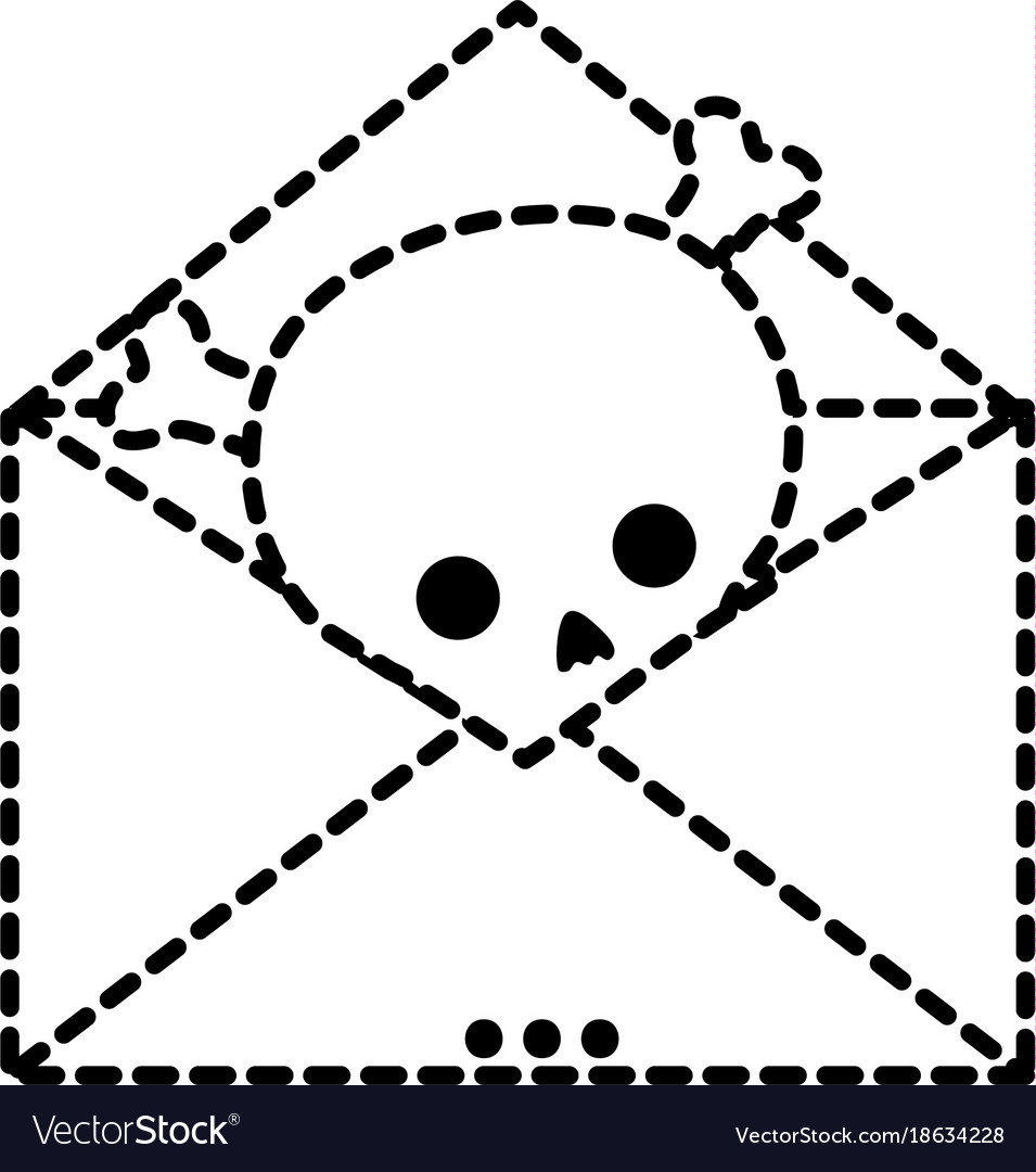 Dotted shape e-mail letter message with danger