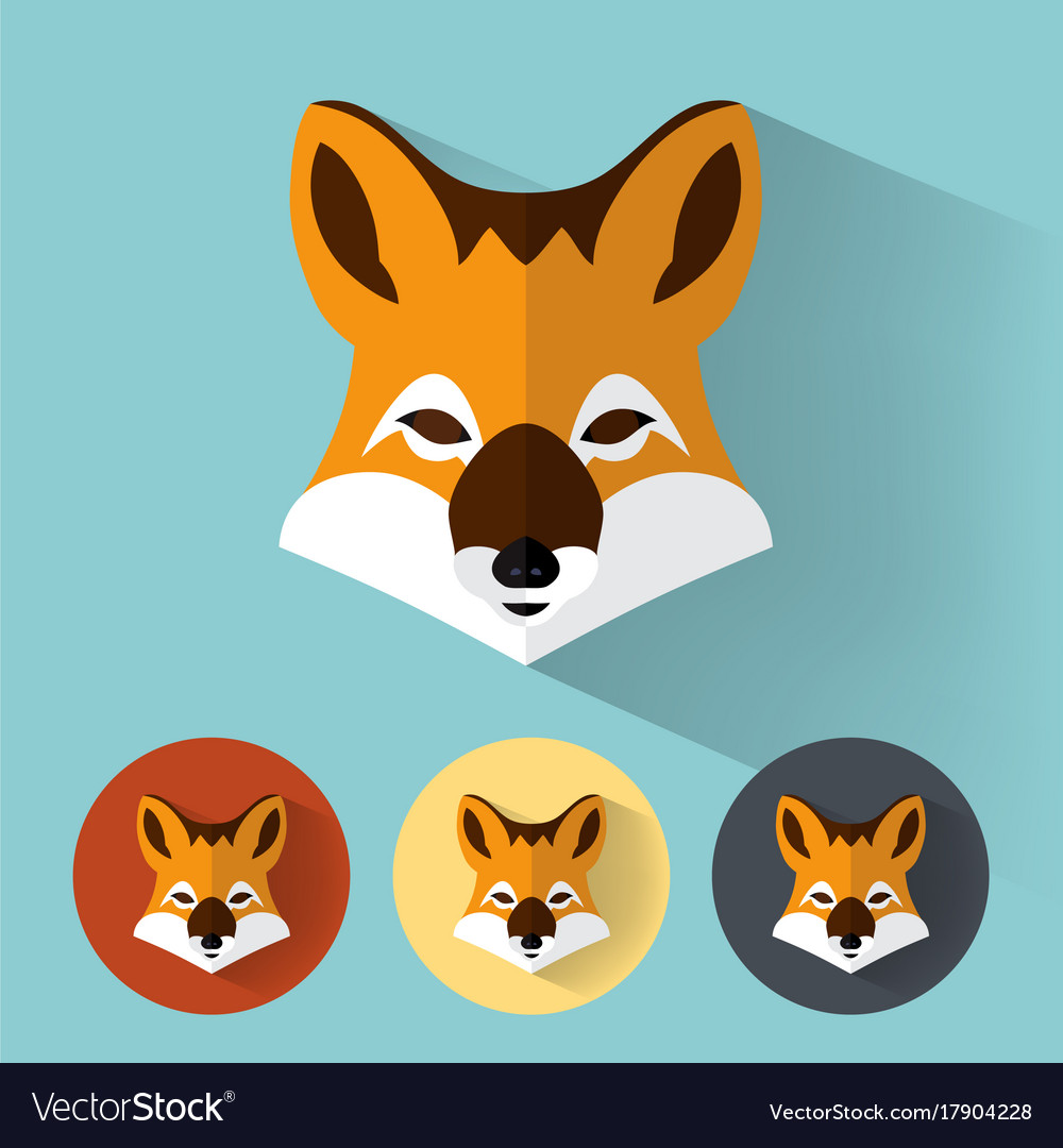 Fox portrait with flat design