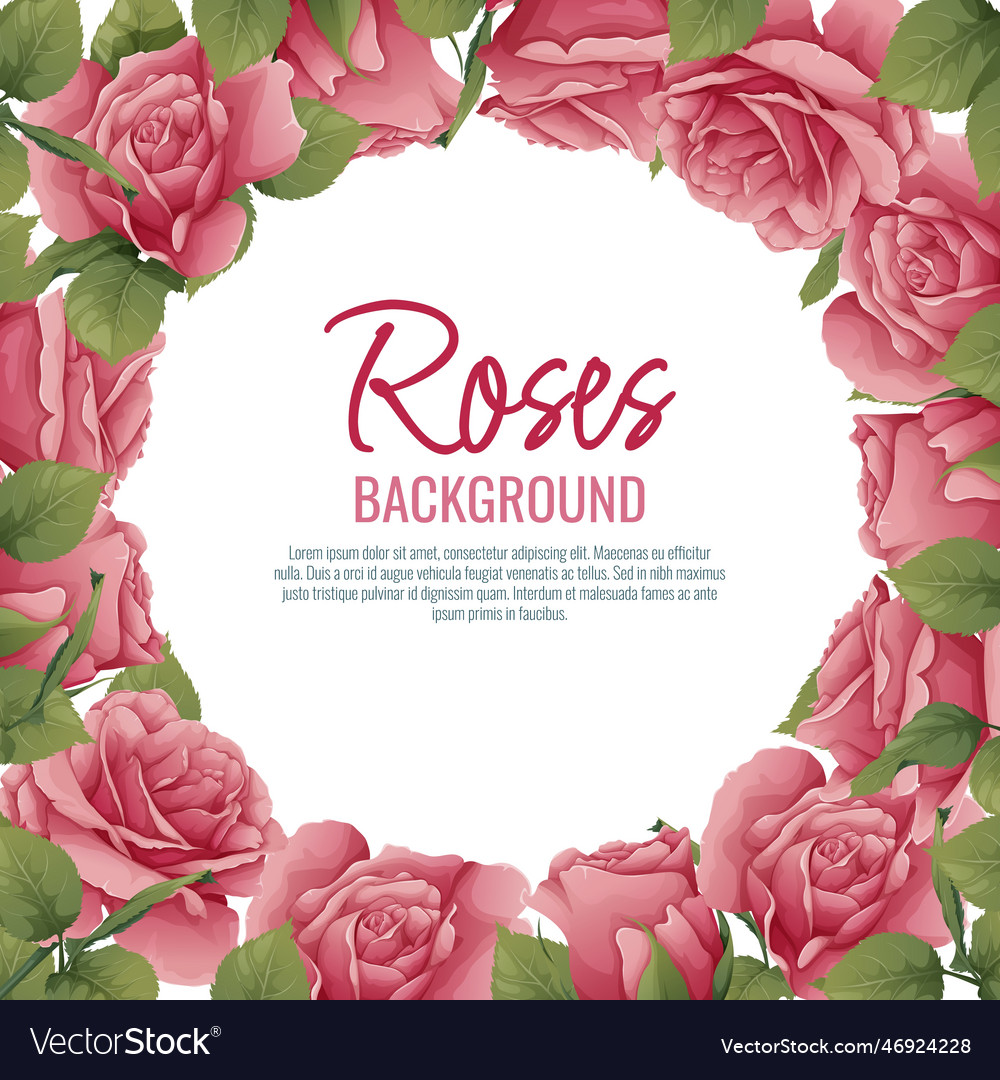 Frame with roses border with pink flowers Vector Image