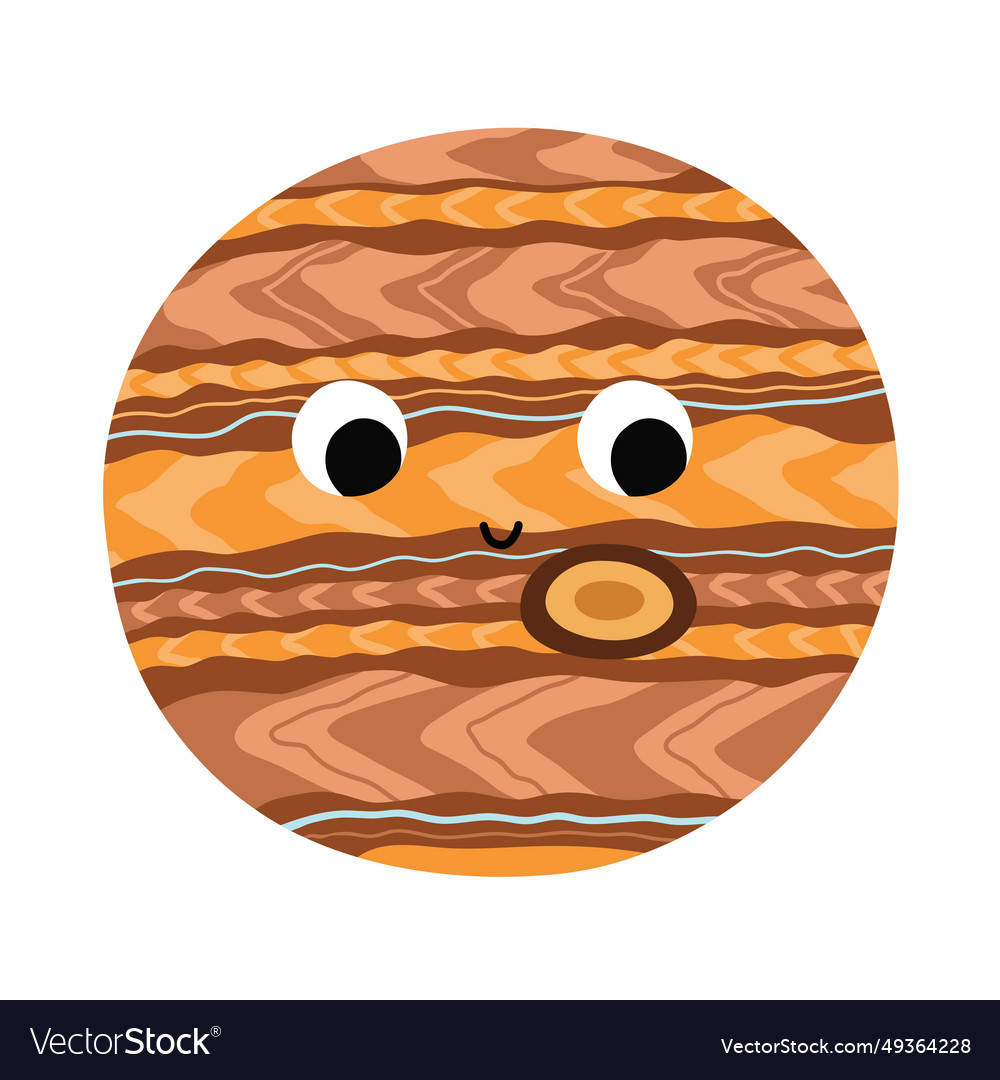 Happy jupiter planet in cartoon style Royalty Free Vector