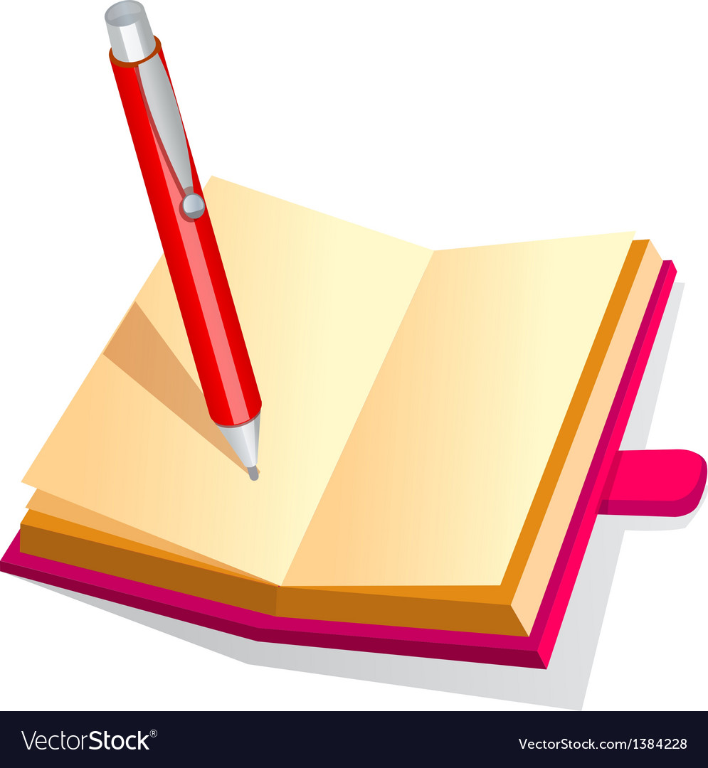 Book and pen design Royalty Free Vector Image - VectorStock