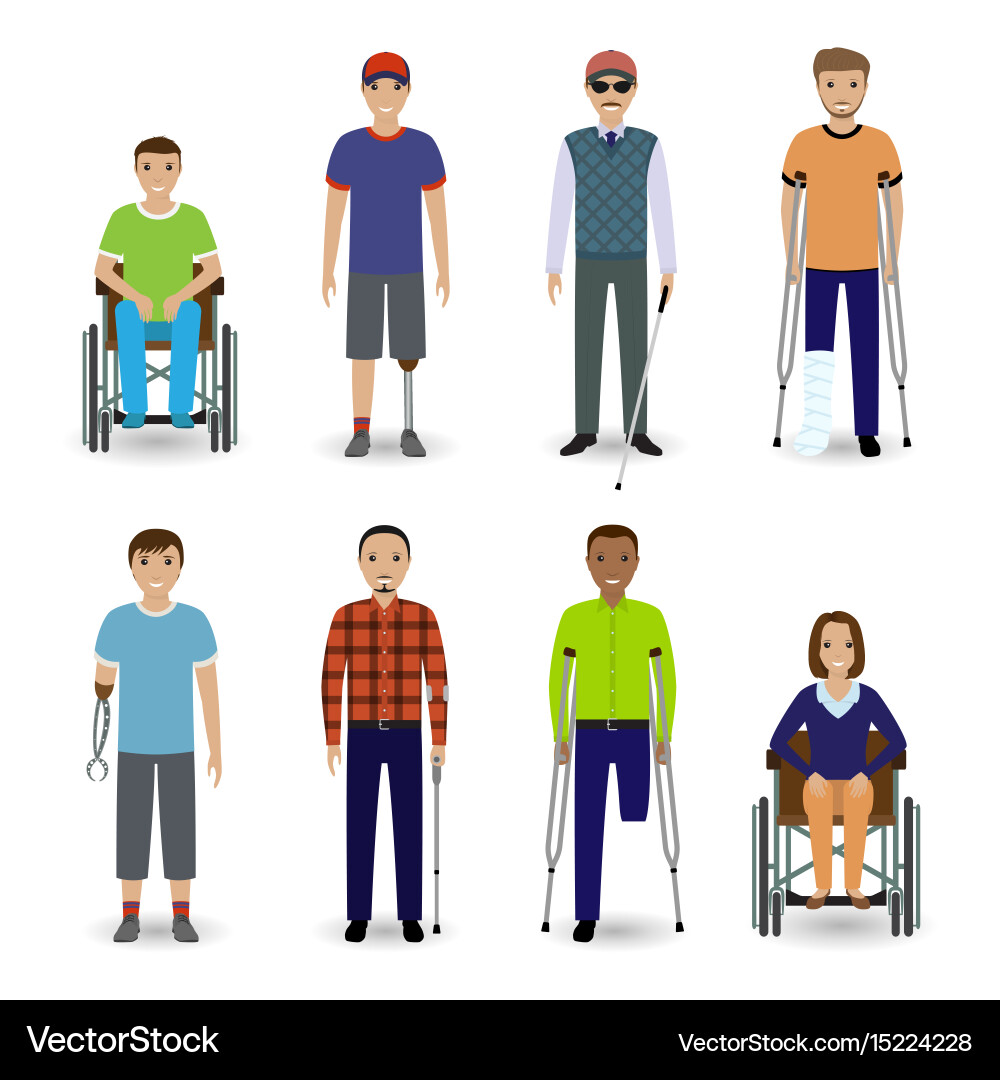 Invalid people concept group of eight different Vector Image