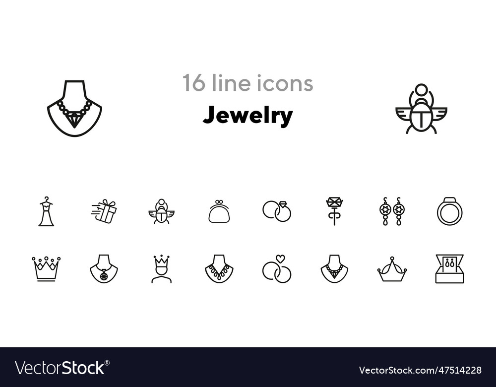 Jewelry line icon set Royalty Free Vector Image