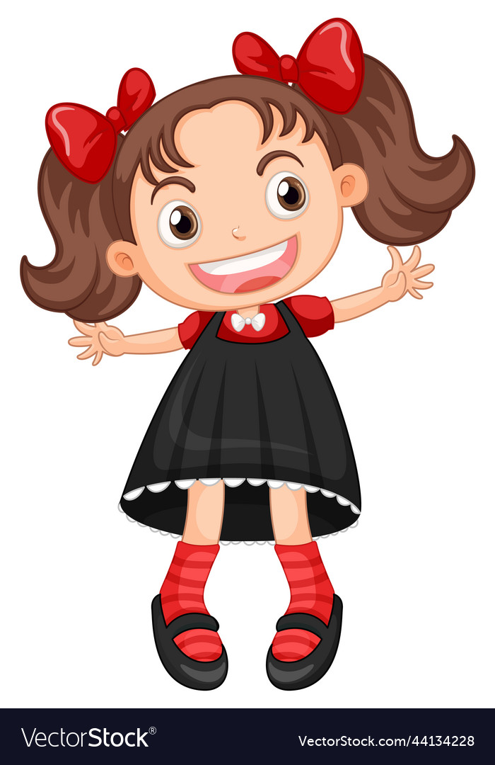 Little Cute Girl In Black Dress Royalty Free Vector Image