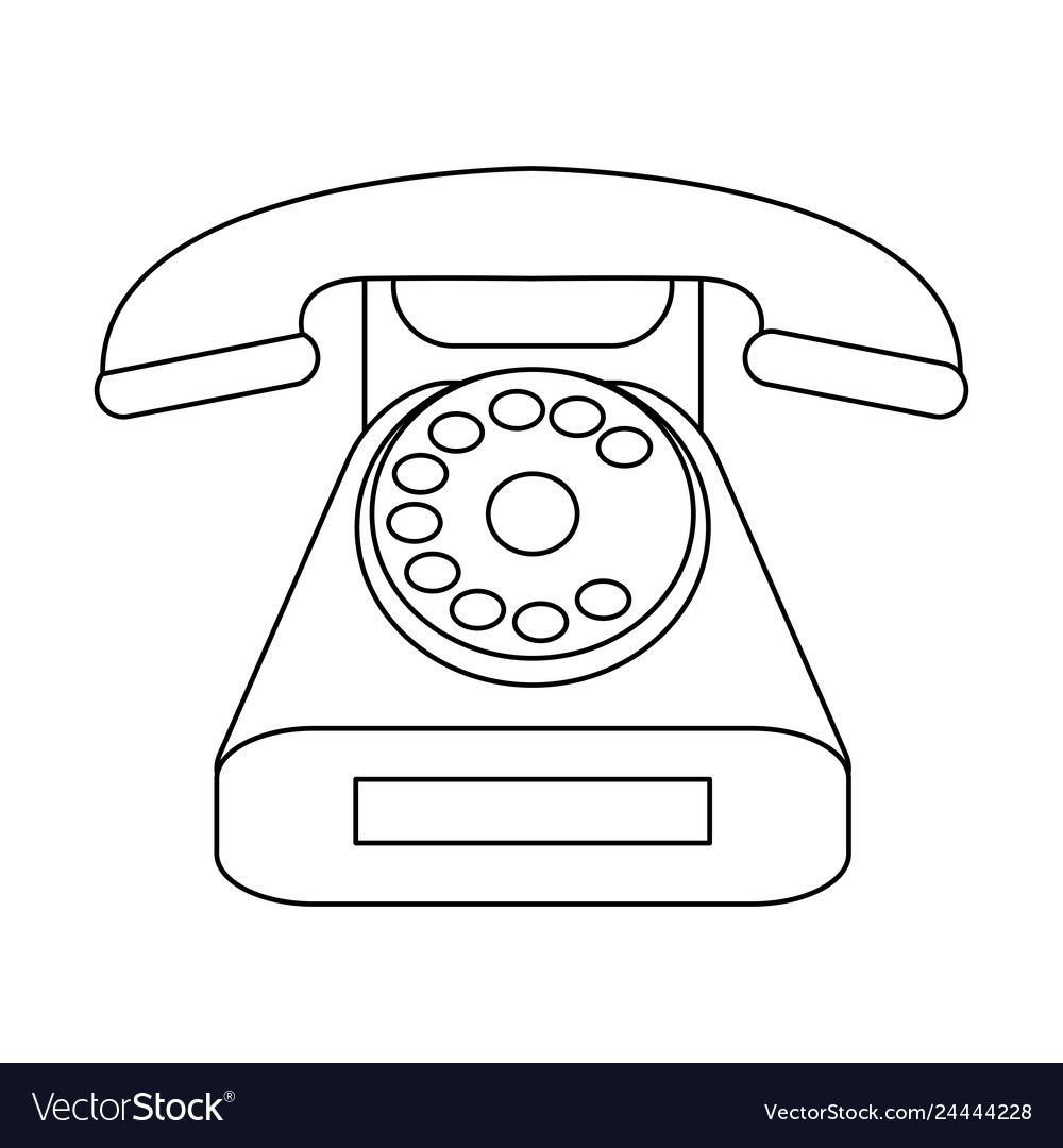 Vintage telephone symbol in black and white Vector Image