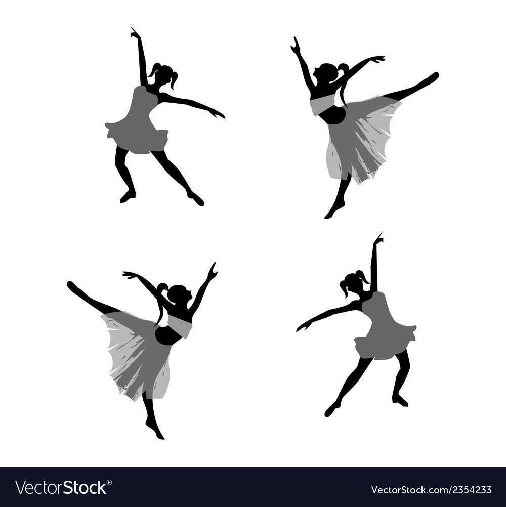 Ballet dancer girl silhouettes