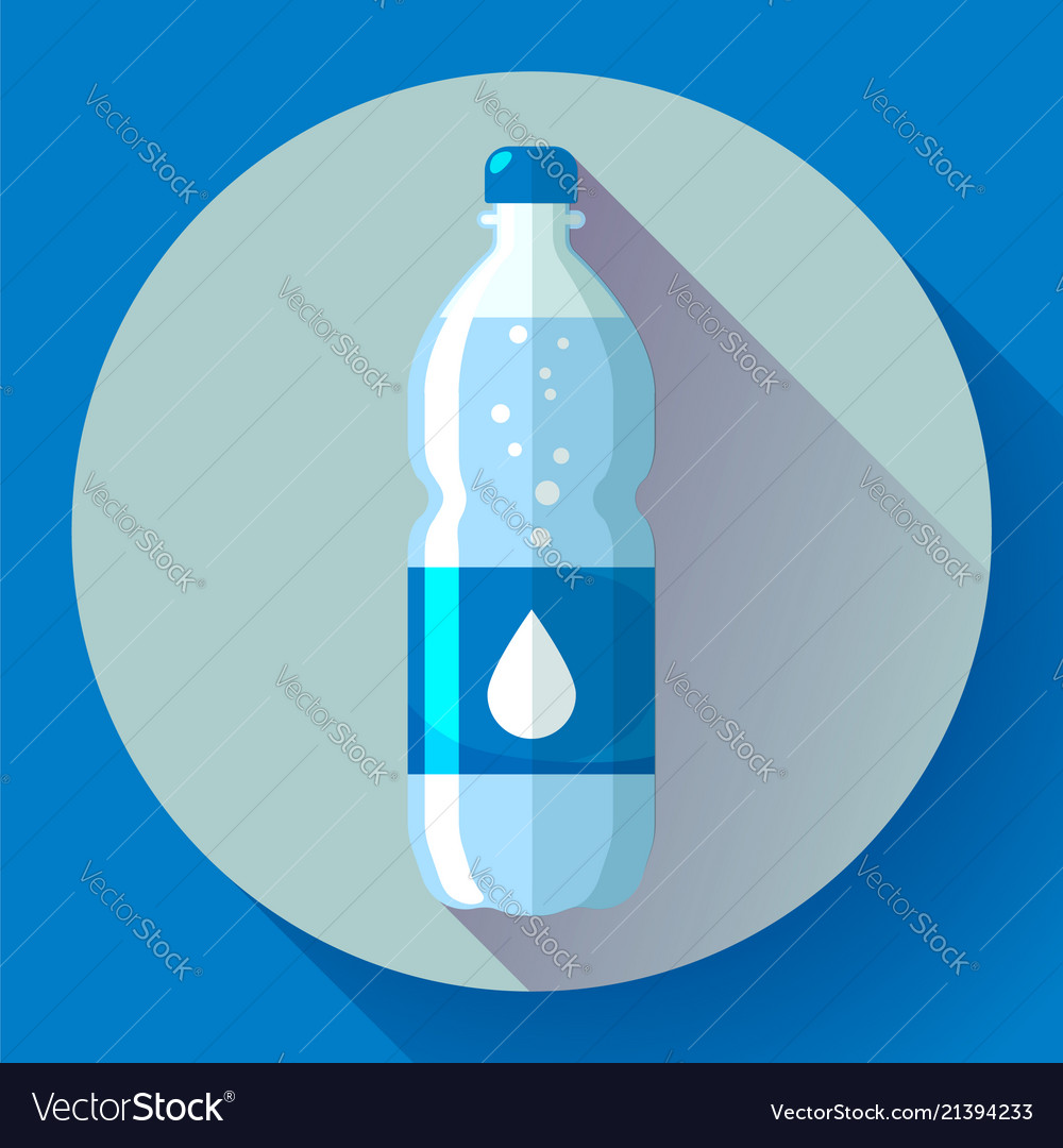 Bottle of water icon in flat style on blue Vector Image