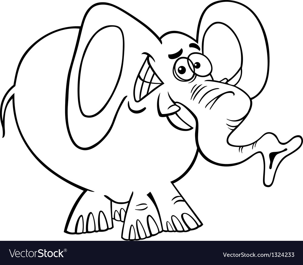 Cartoon elephant for coloring book Royalty Free Vector Image