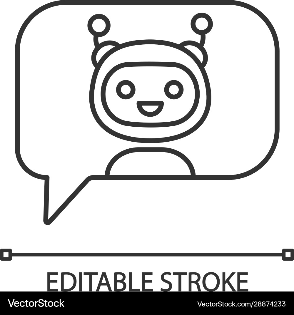 Chatbot in speech bubble linear icon Royalty Free Vector