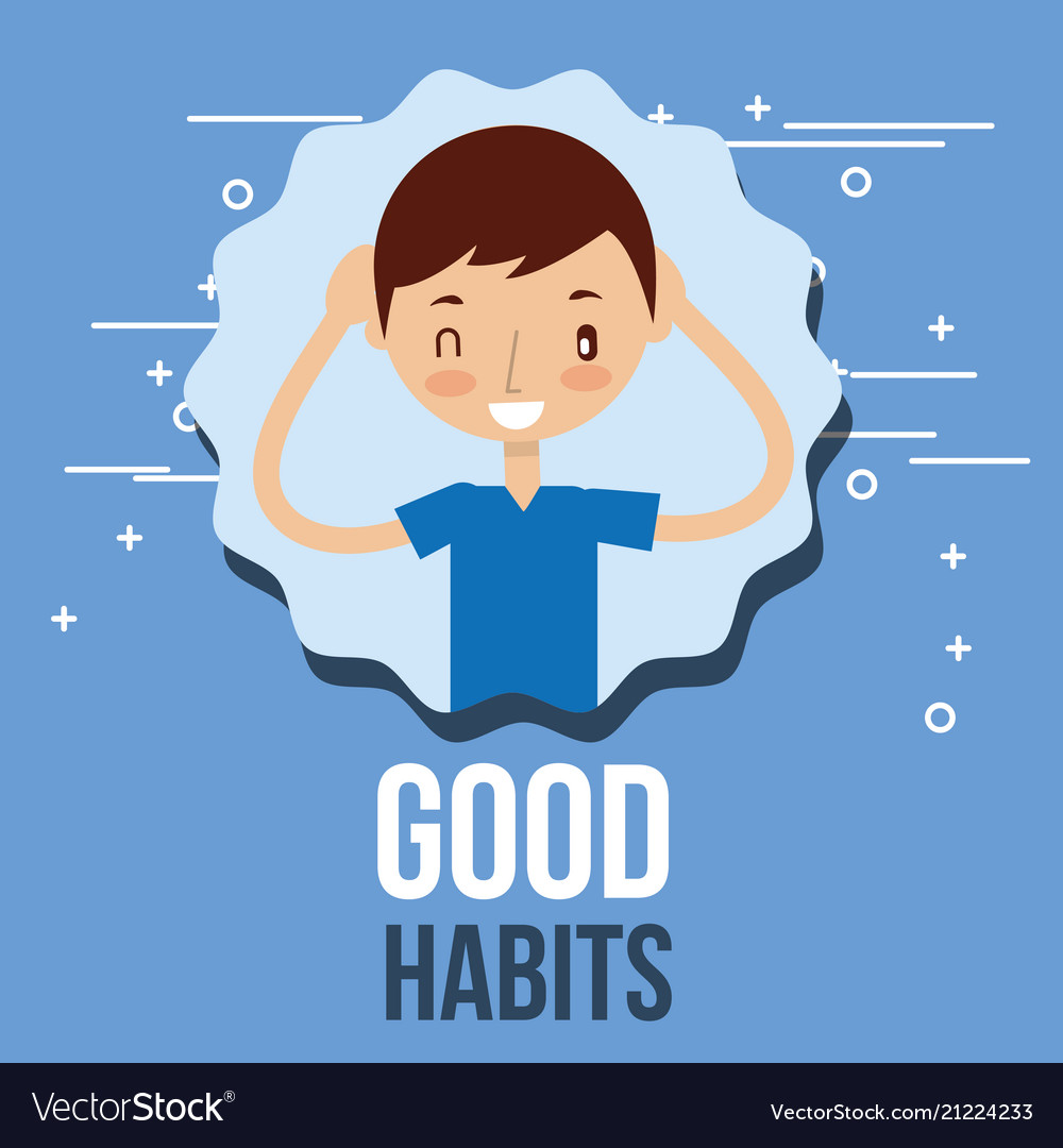 Cute boy training activity good habits Royalty Free Vector