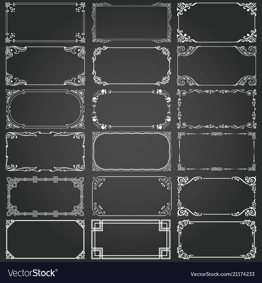 Decorative rectangle frames and borders set