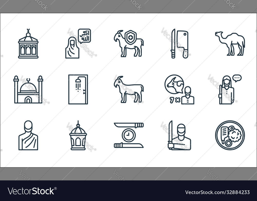 Eid al adha line icons linear set Qualität