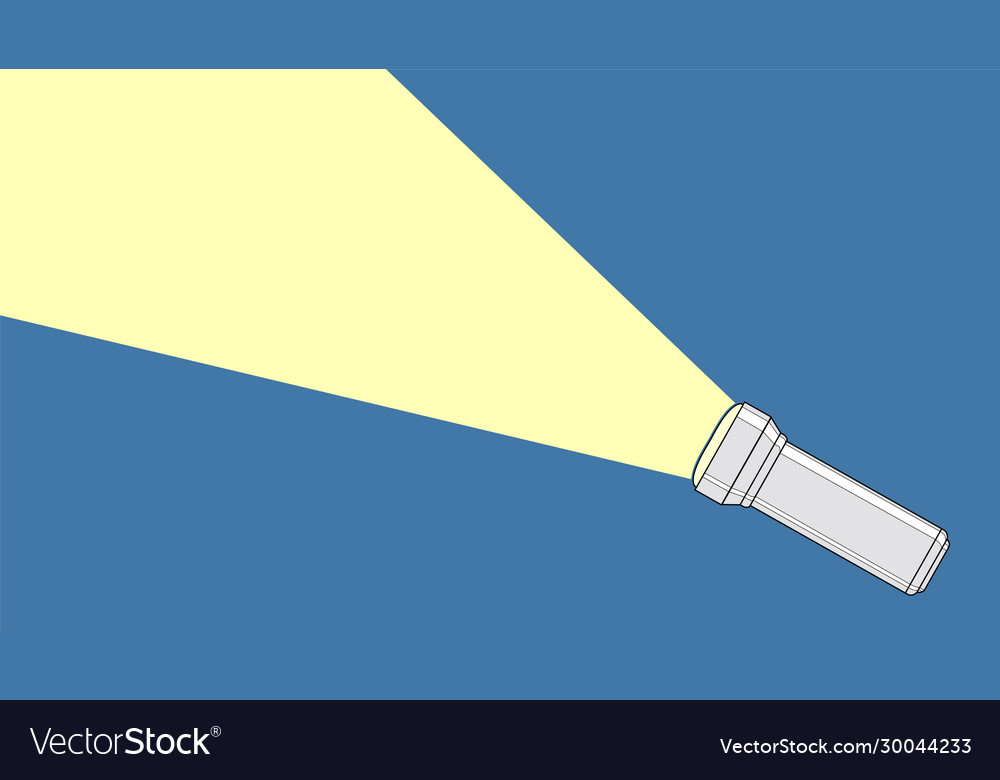 Flashlight from which a ray light comes out Vector Image