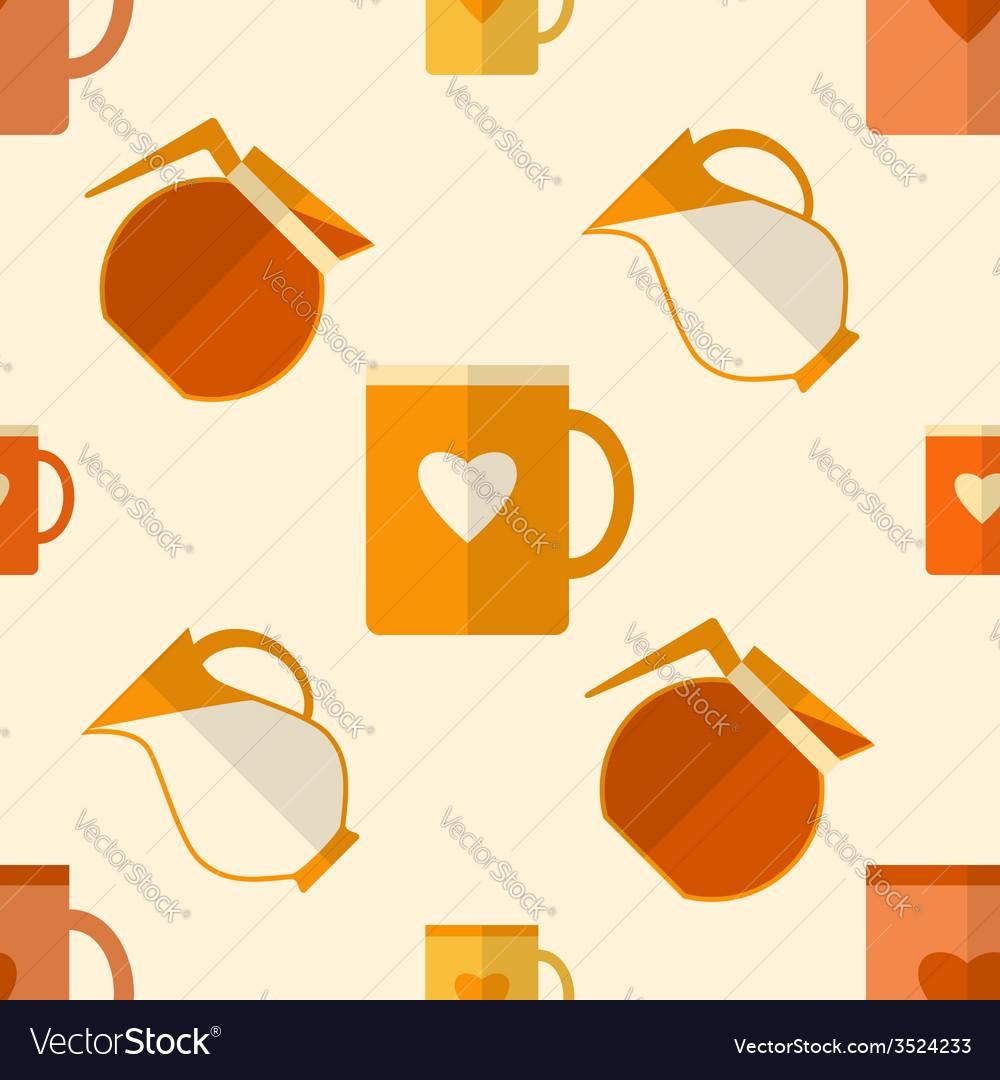 Flat seamless pattern with coffee items