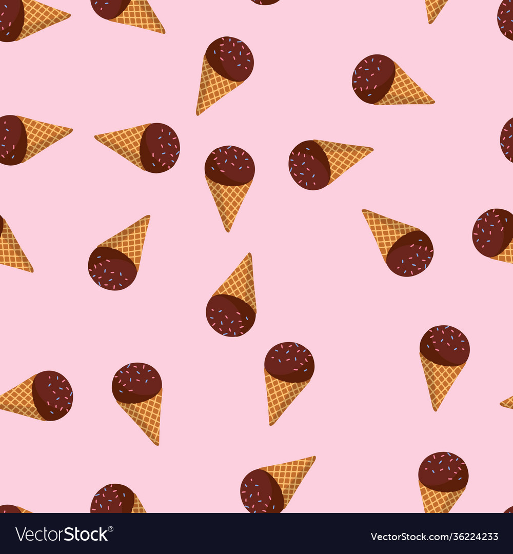 Seamless pattern with cartoon ice cream delicious