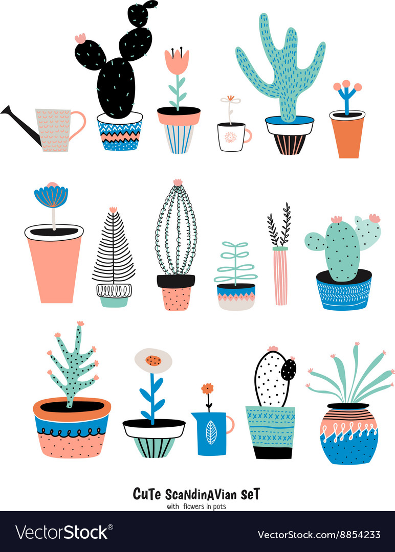 Set of cute house plants