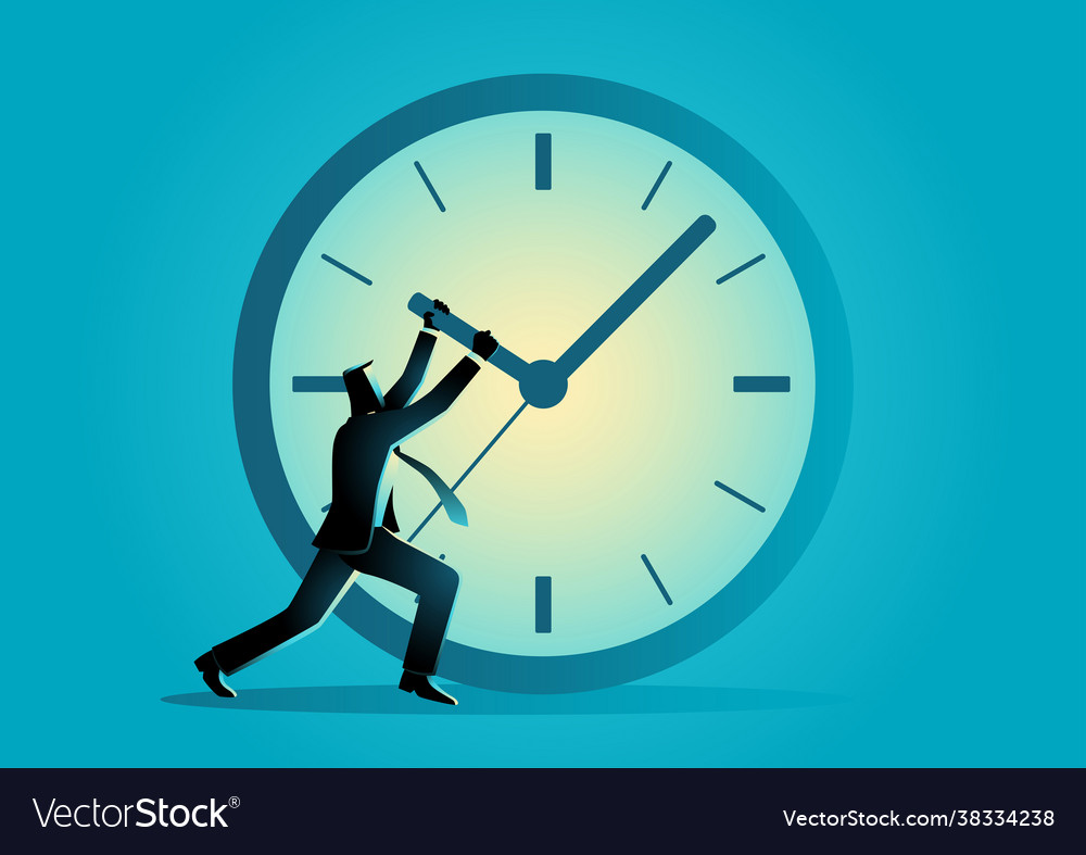 Man wants to stop the clock time management Vector Image