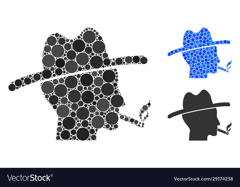 Cigarette smoker mosaic icon round dots