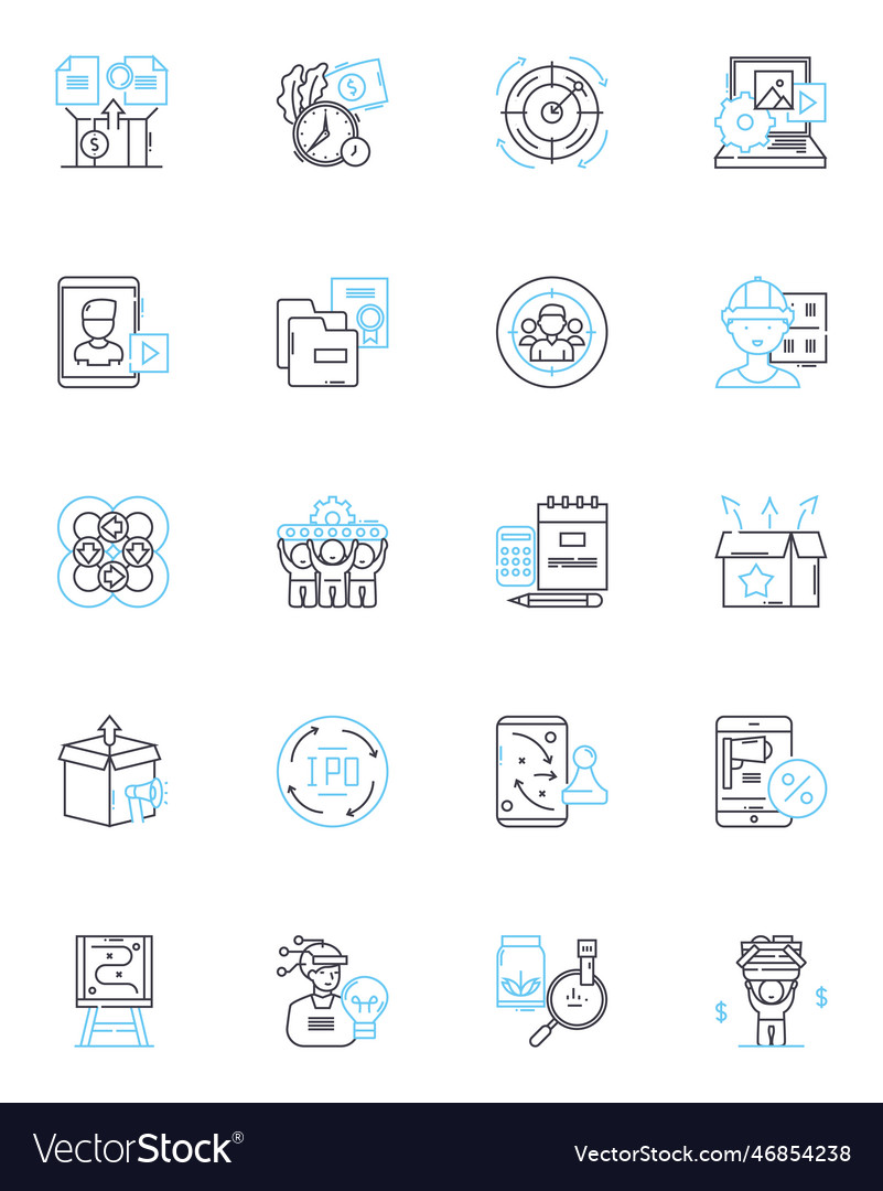 Cooperative effort linear icons set collaboration