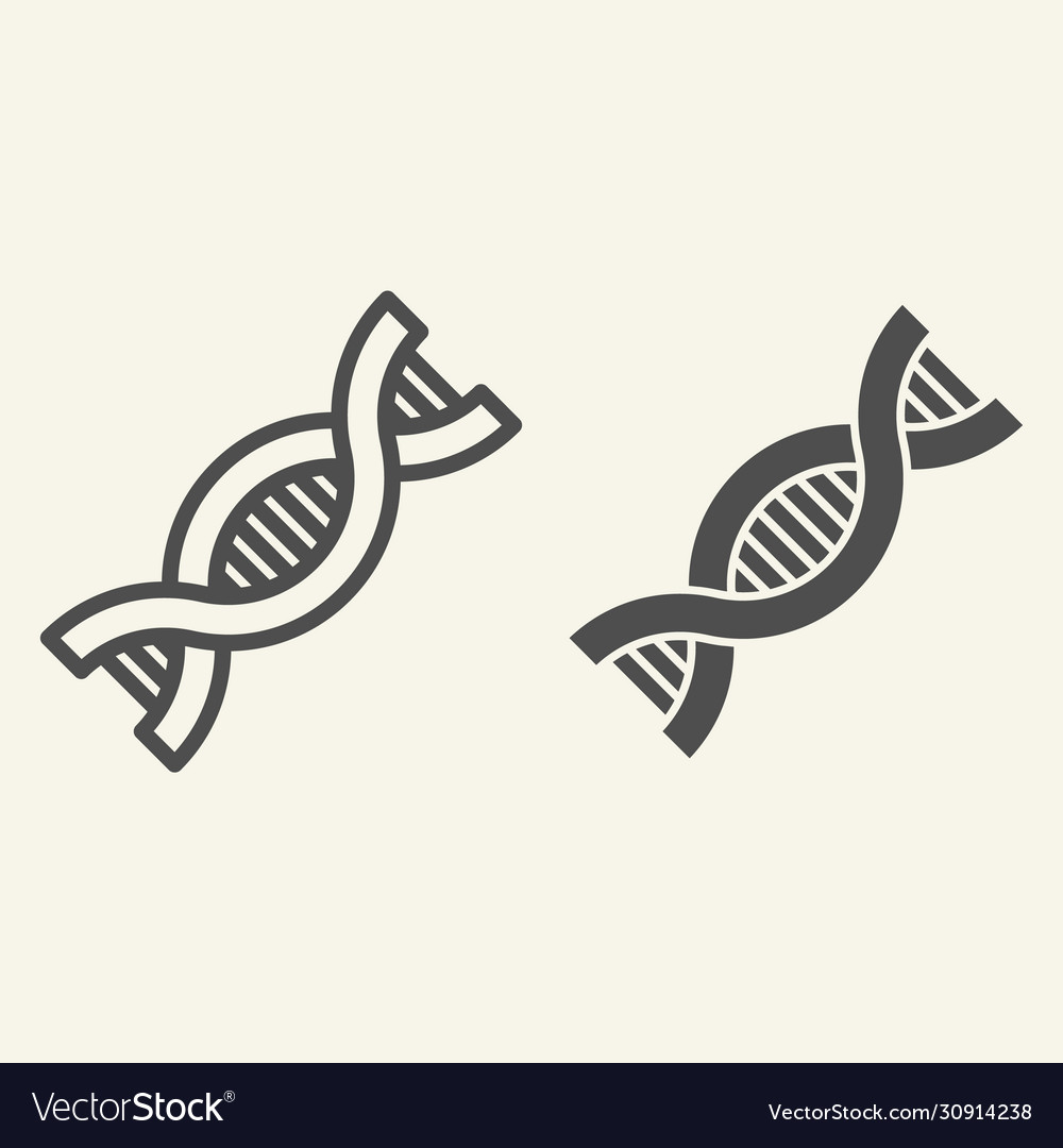 Dna line and solid icon dnk molecule outline Vector Image