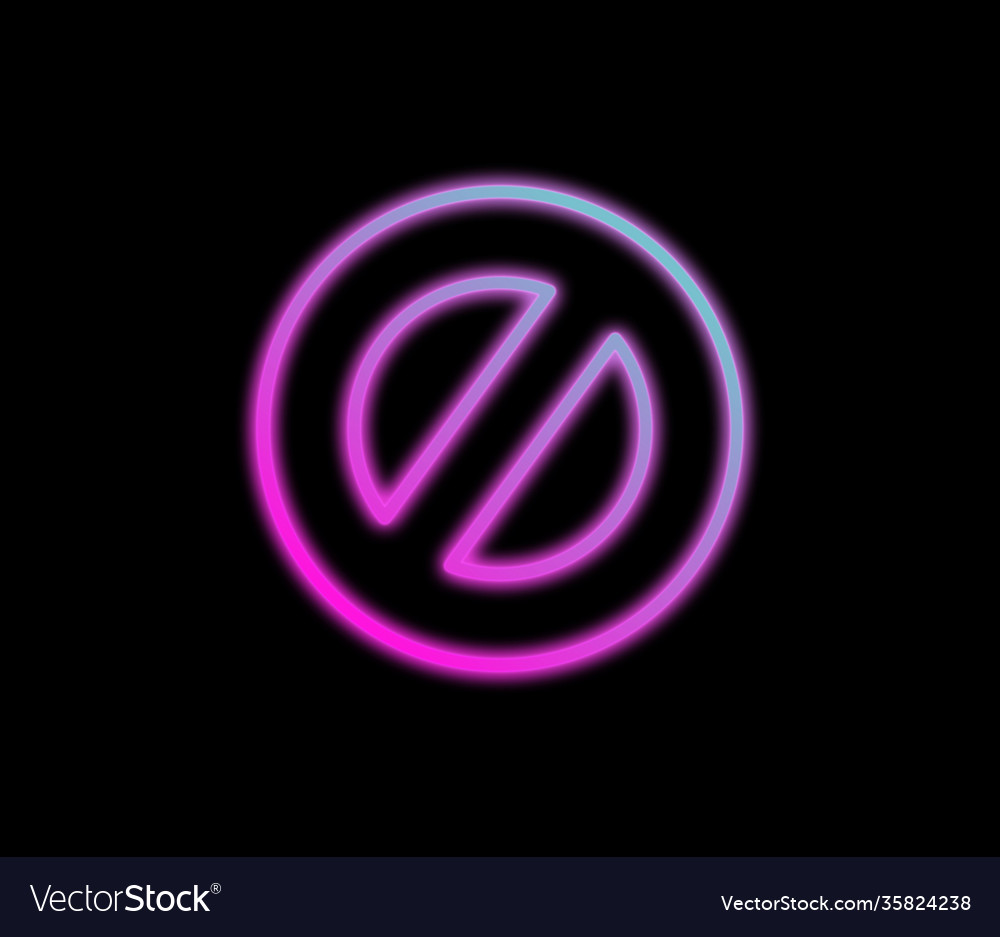 Glowing neon no sign or symbol on black Royalty Free Vector