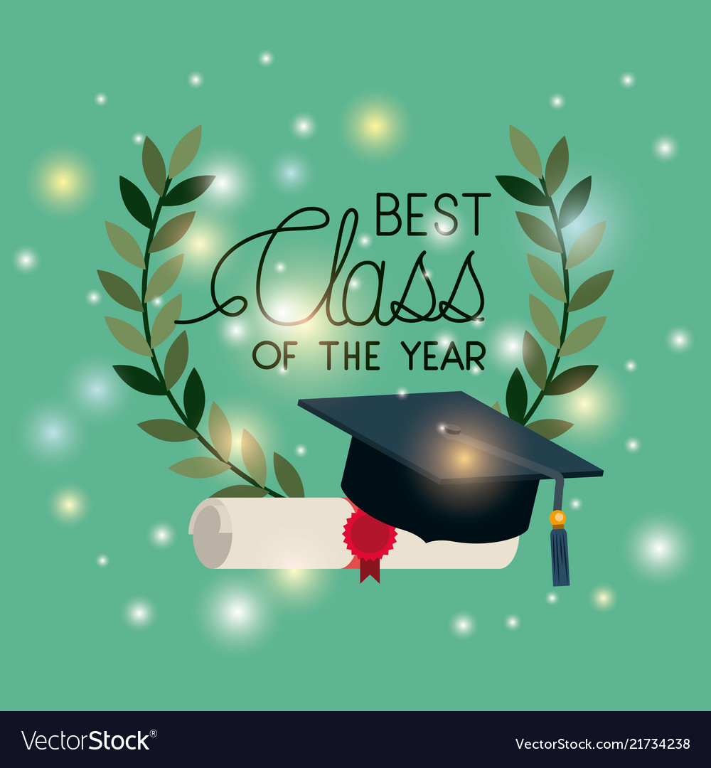 Graduation card with diploma and hat Royalty Free Vector