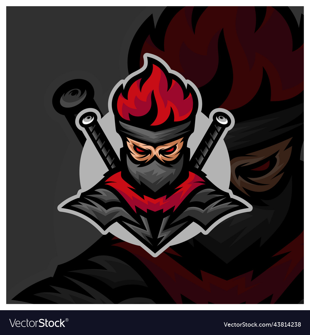 Ninja mascot esport logo template creative Vector Image