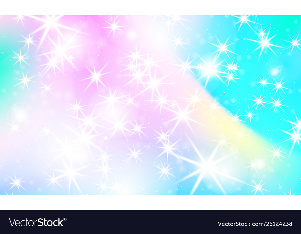 Unicorn rainbow background holographic sky