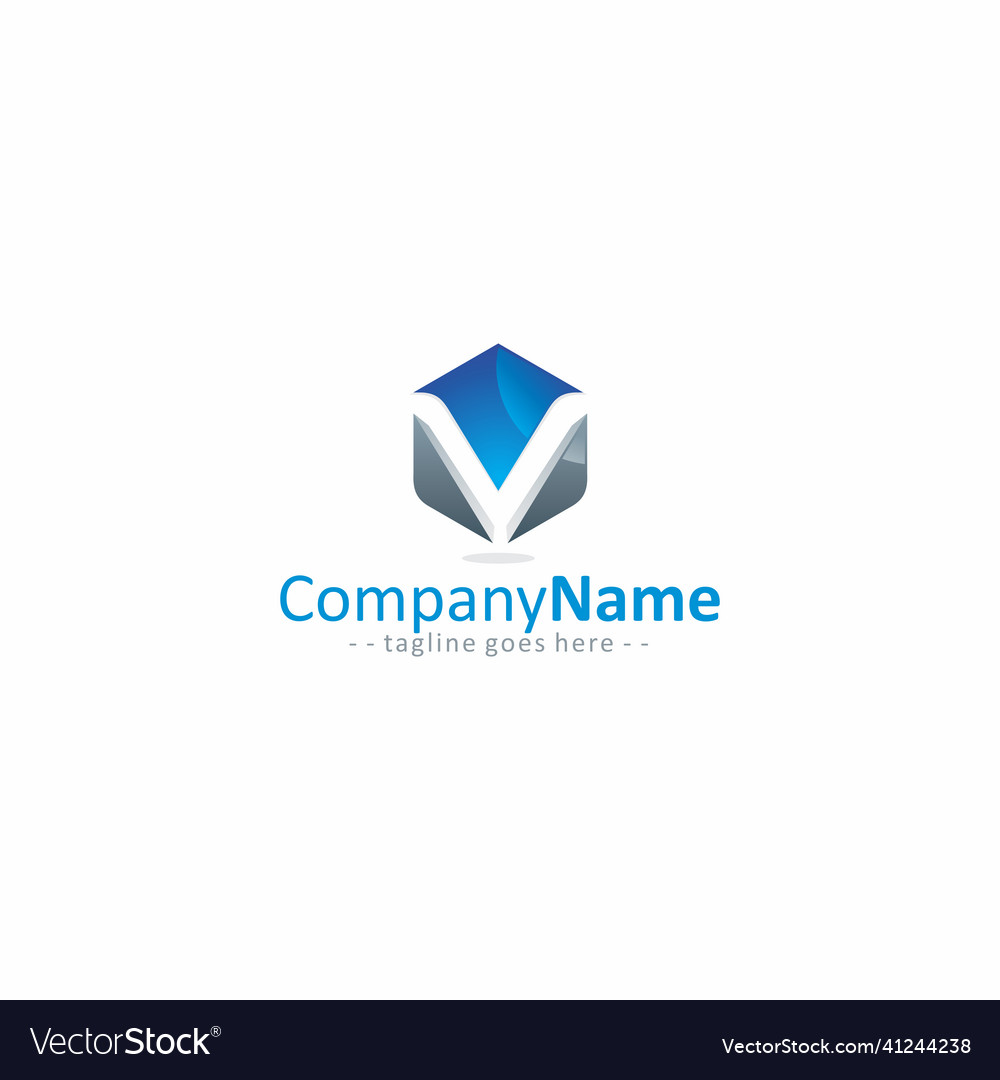 V hexagon logo simple design