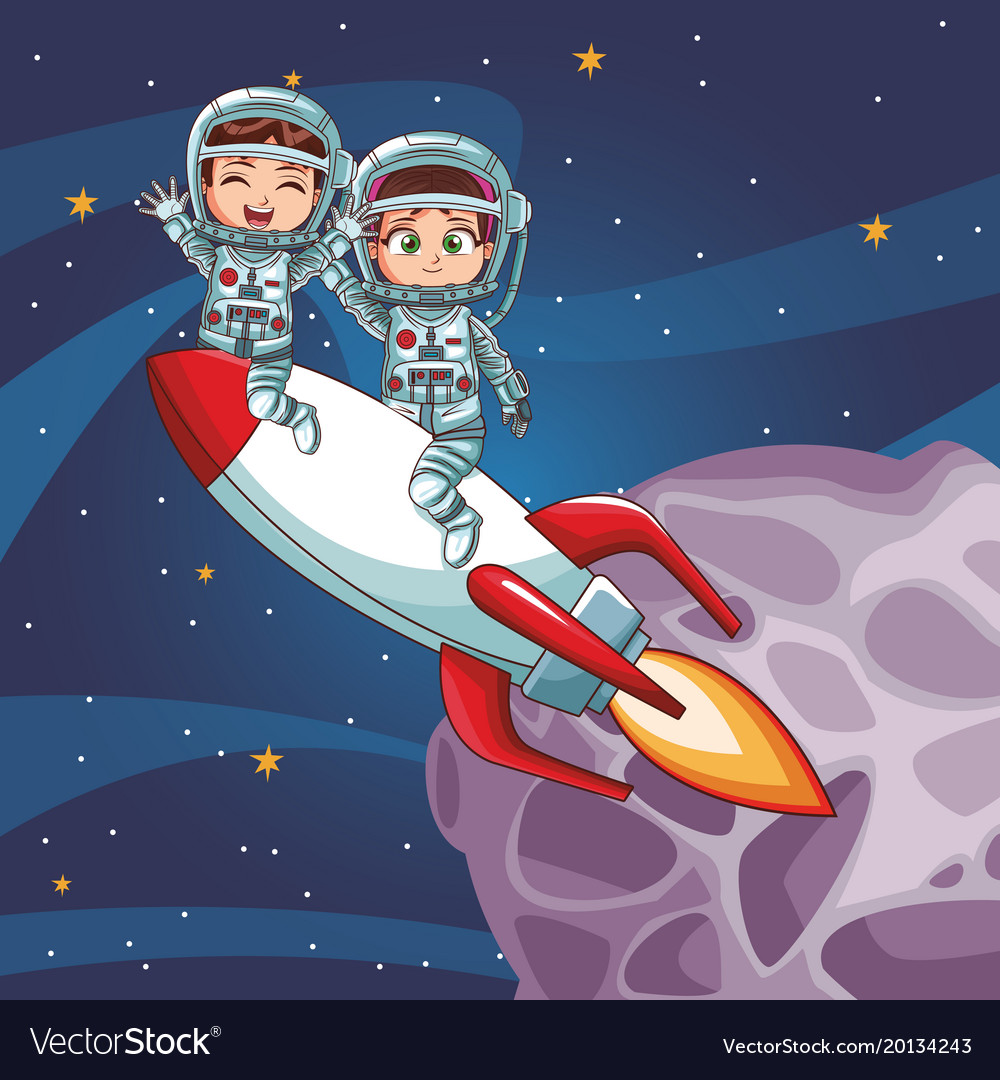 Astronaut kids cartoon Royalty Free Vector Image