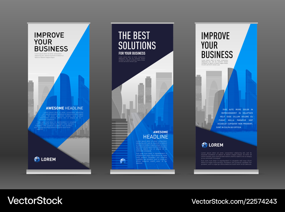 Construction Roll Up Banner Design Templates Set Vector Image