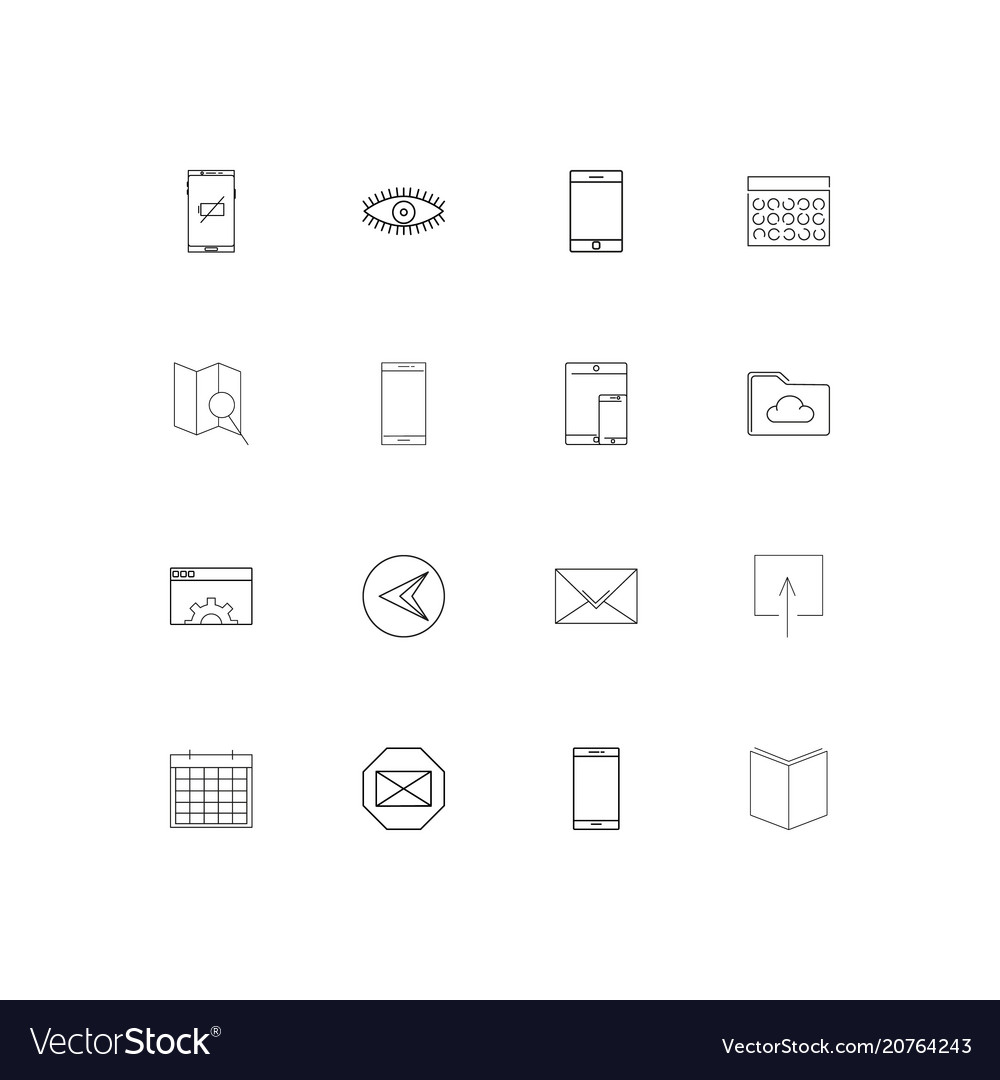 Internet technologies linear thin icons set