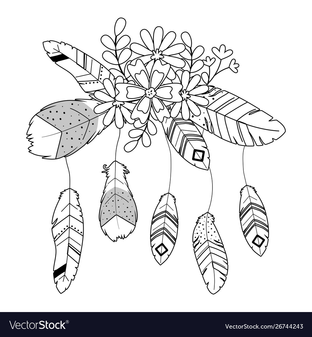 Isolated boho feathers design Royalty Free Vector Image