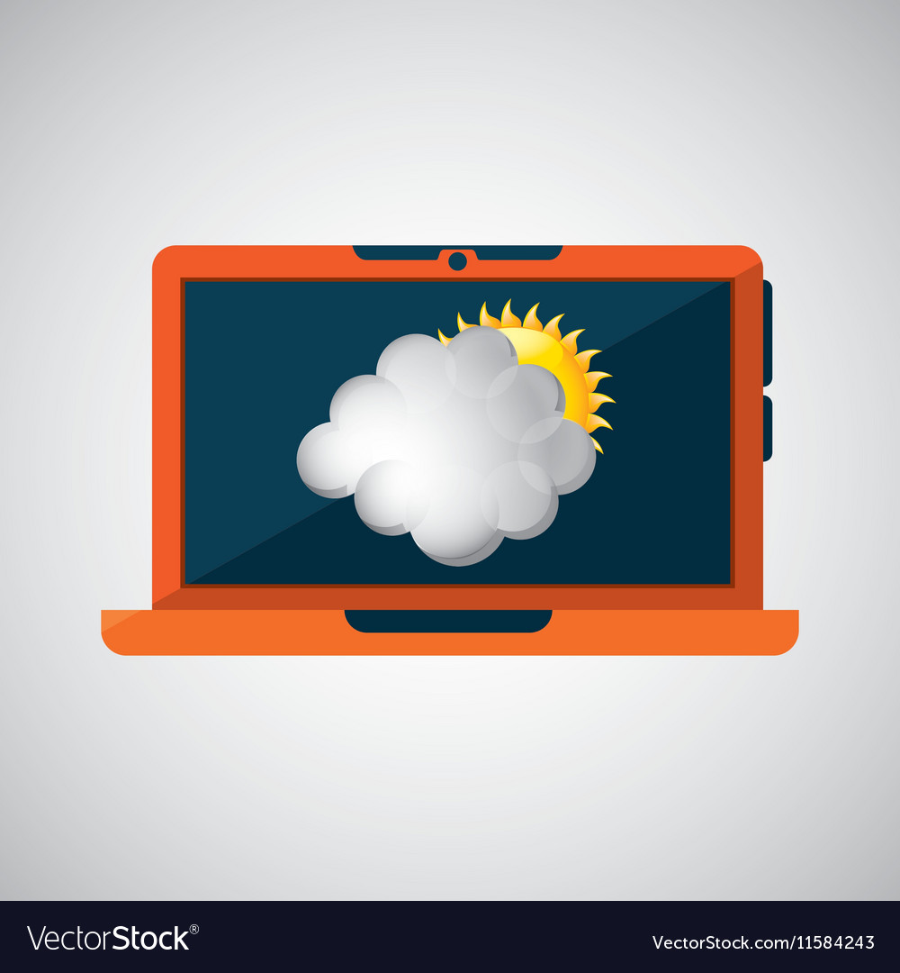 Laptop technology weather forecast cloud sun icon