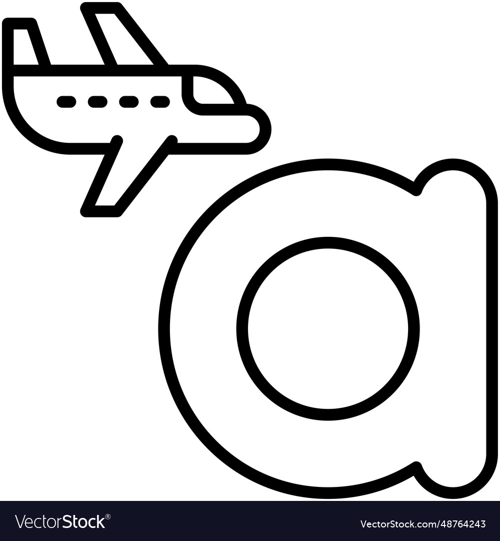 Letter a alphabet with airplane icon