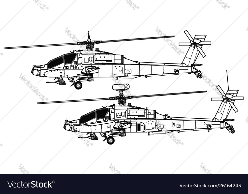 Mcdonnell douglas ah-64 apache Royalty Free Vector Image