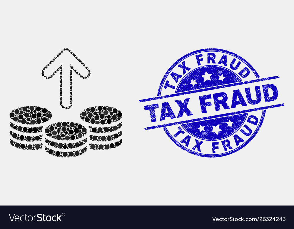 Pixelated spend coins icon and grunge tax