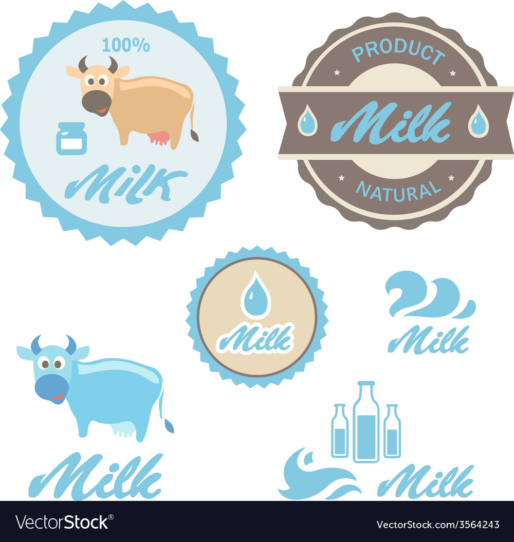 Set Of Labels And Symbols For Milk Royalty Free Vector Image