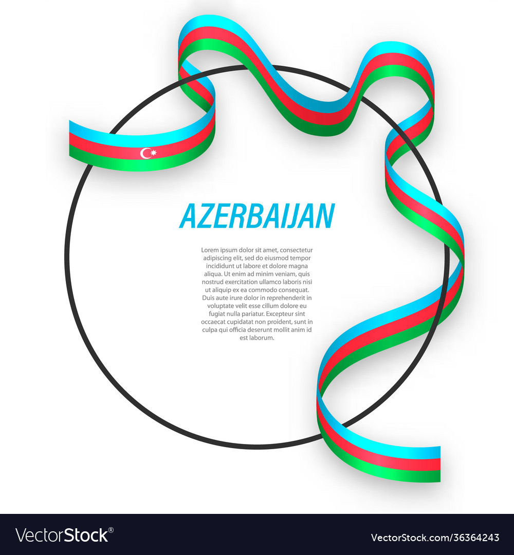 Waving Band Flagge azerbaijan auf Kreisrahmen