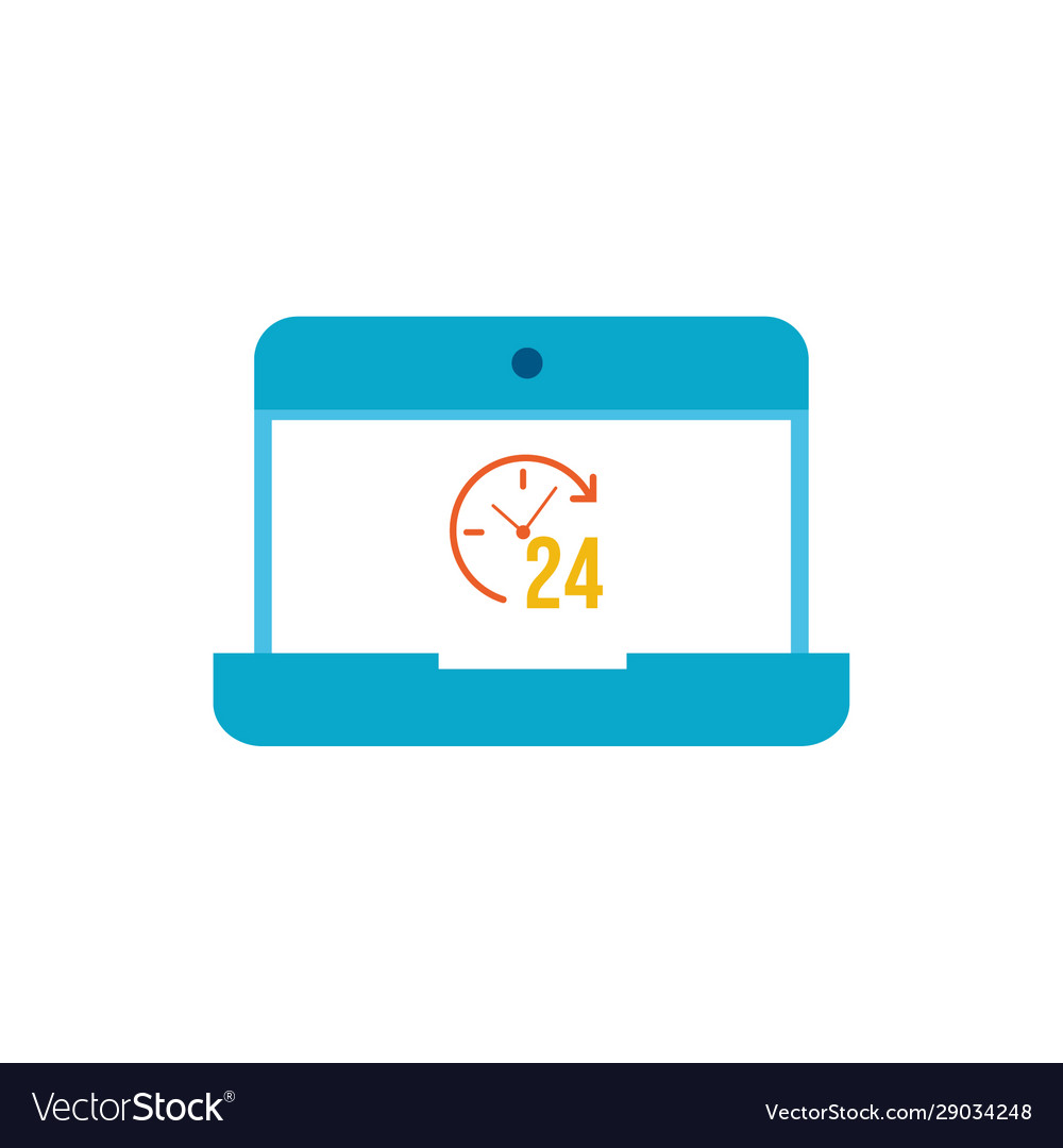 24 hours signal with arrow in laptop